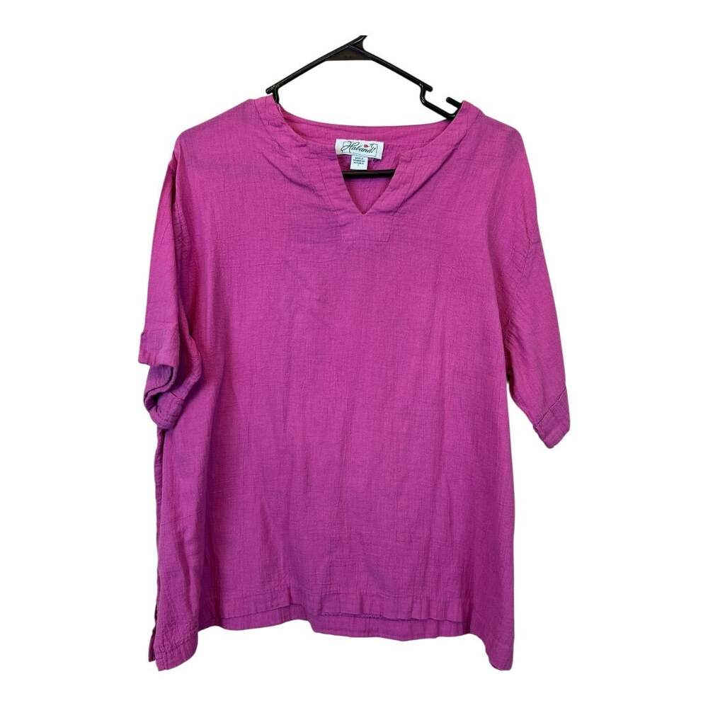 Boho Cotton Gauze Blouse Shirt Top Cottage Indie Cotton Hippie L Pink Purple